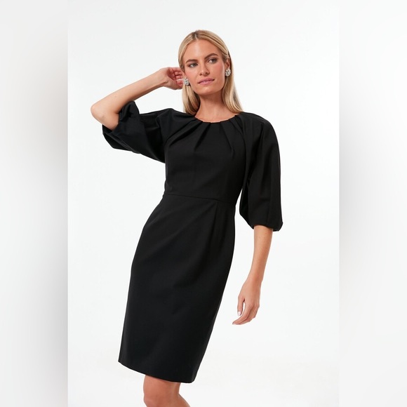 Tuckernuck Dresses & Skirts - Kate Spade Black Pleated Shoulder Ponte Dress